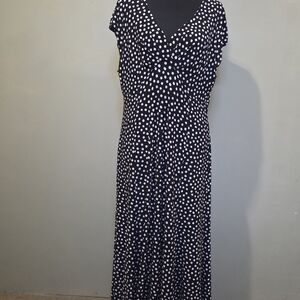 Jones New York Navy and White Midi Dress